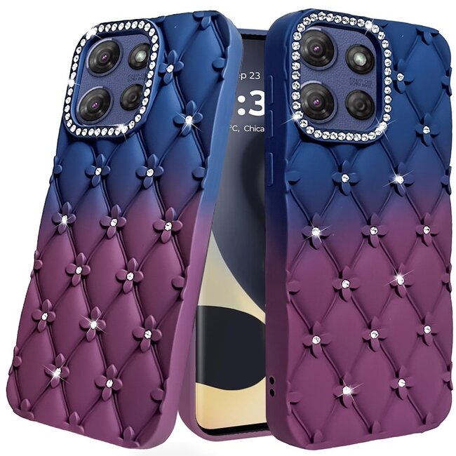 Motorola For Motorola Edge 2025 Floral Joy Glitter Shimmer Leather Feel Thick TPU Case