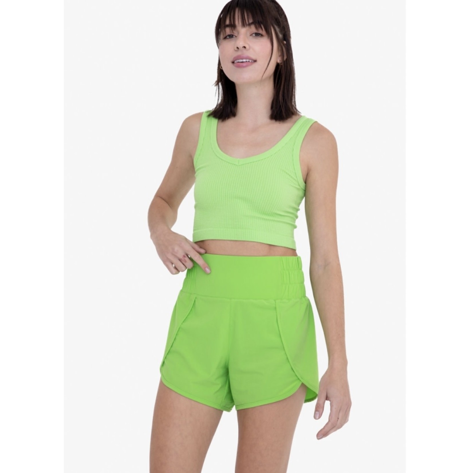 Mono b Ribbed Seamless crop Top| green