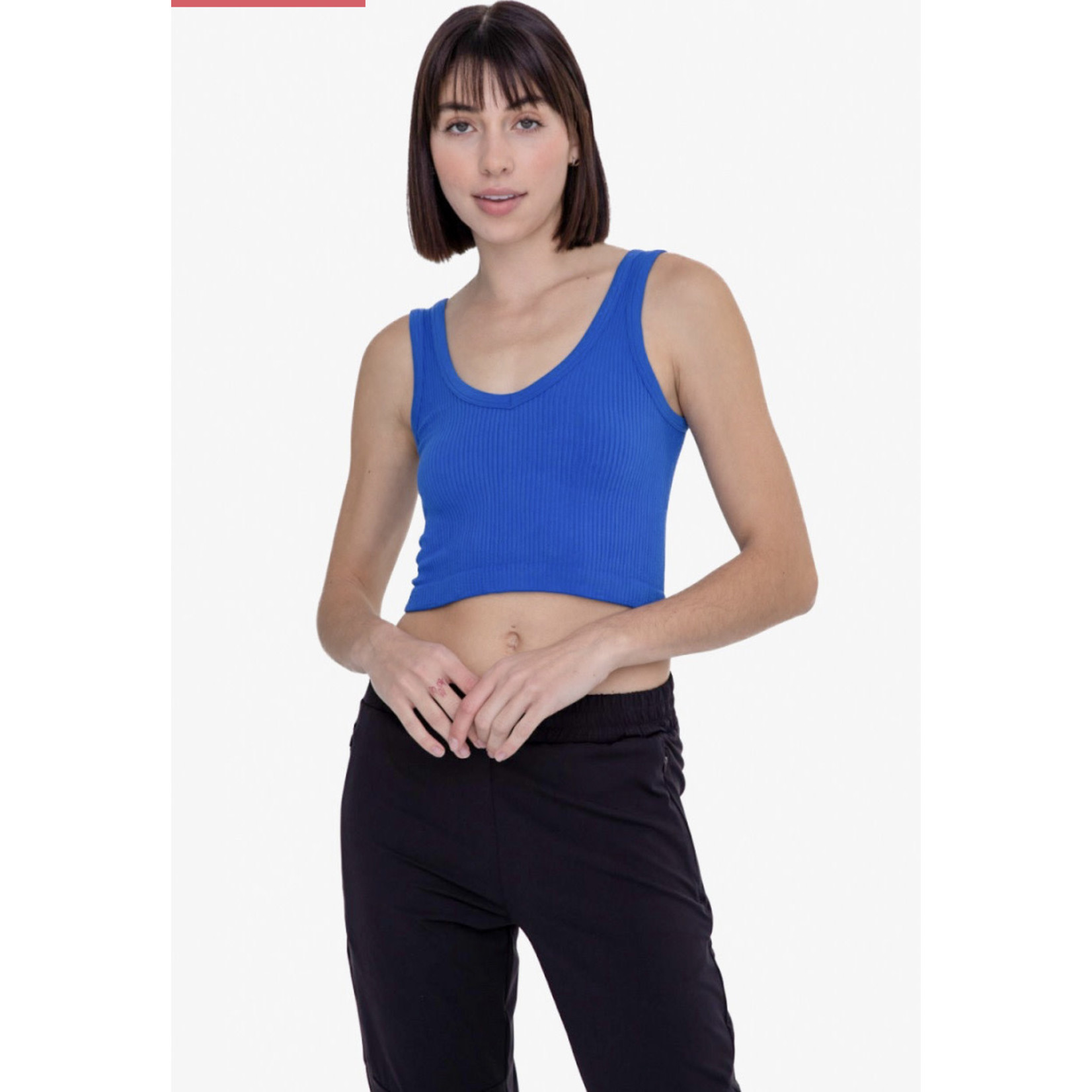 Mono b Ribbed Seamless crop Top| green