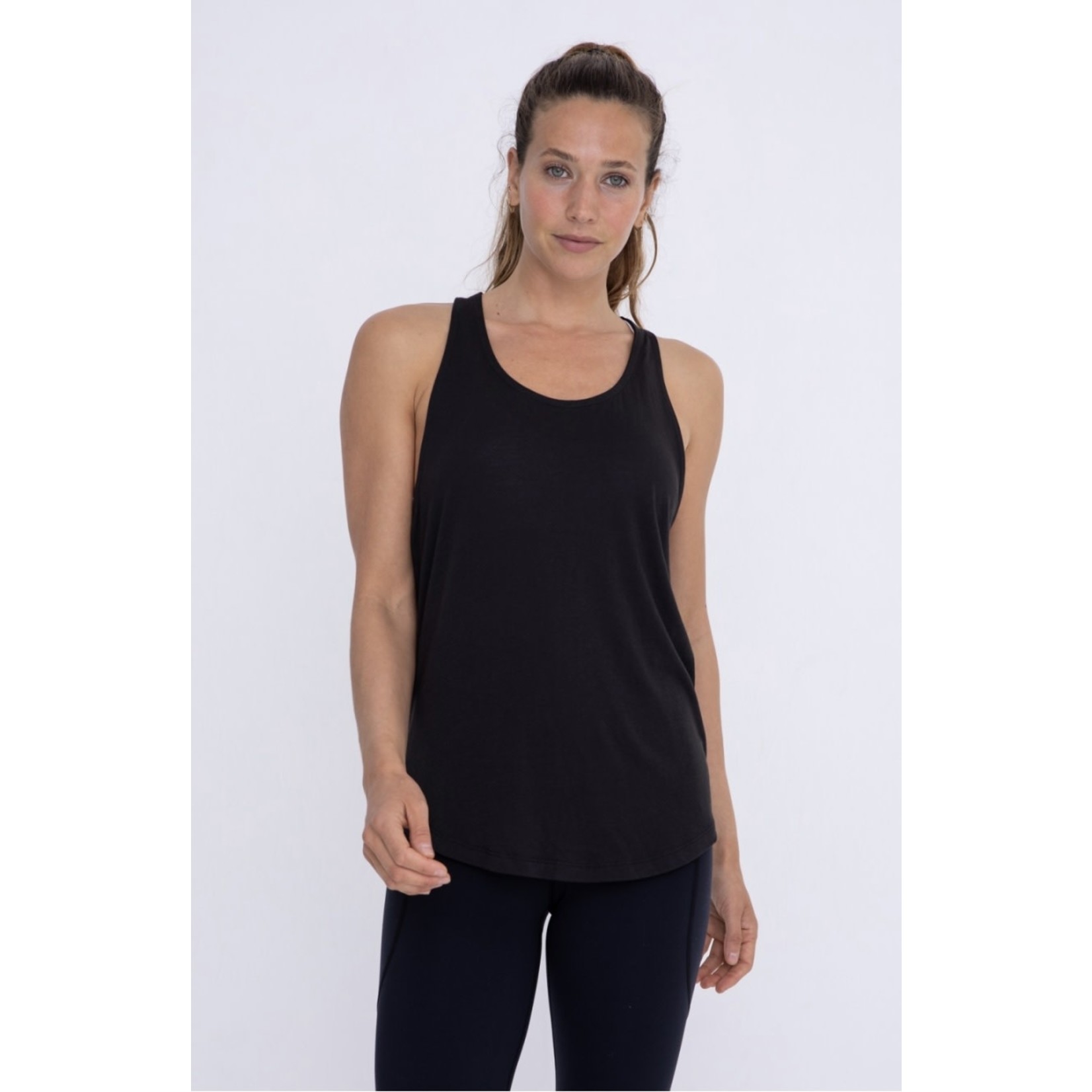 Mono b Twist back tank top| black
