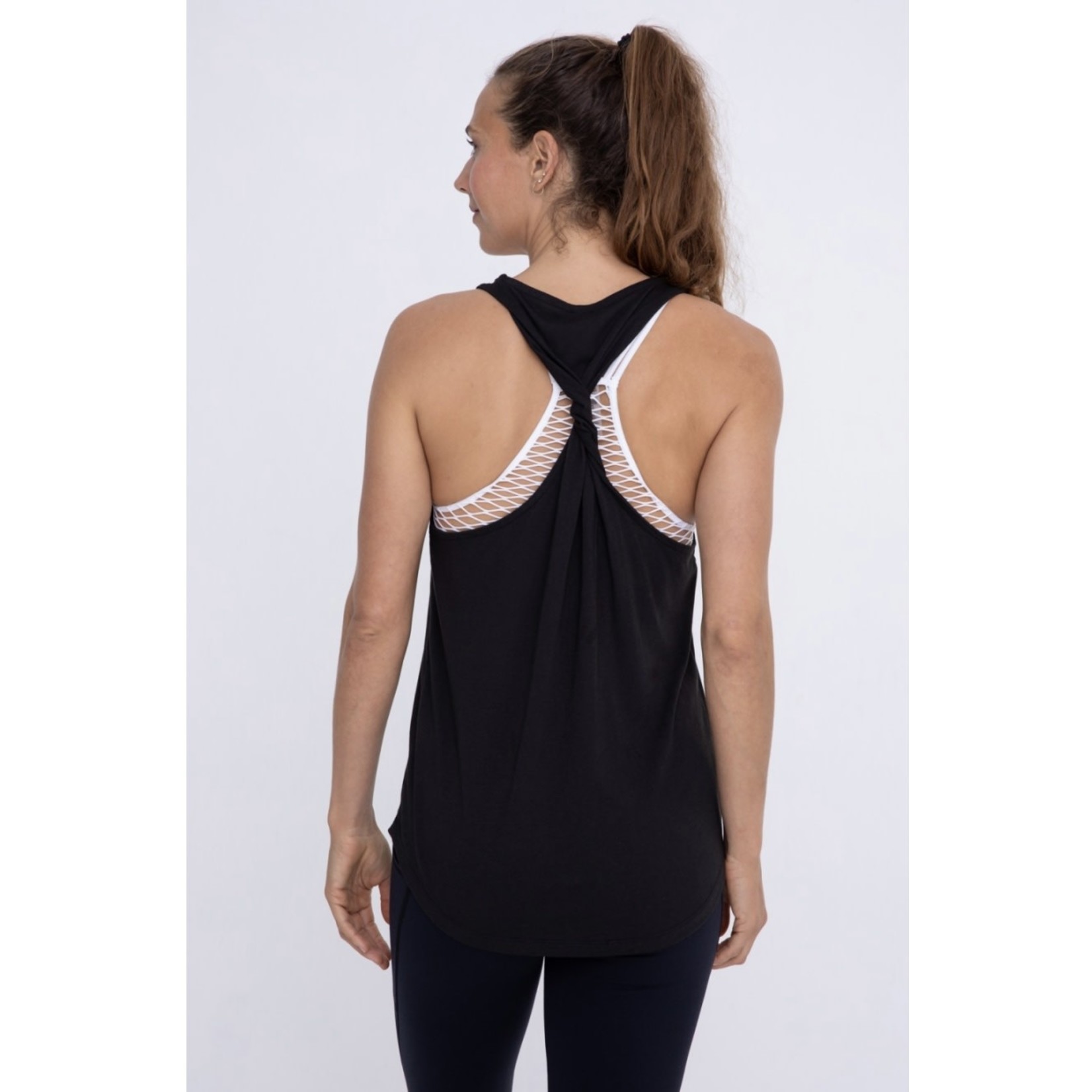 Mono b Twist back tank top| black