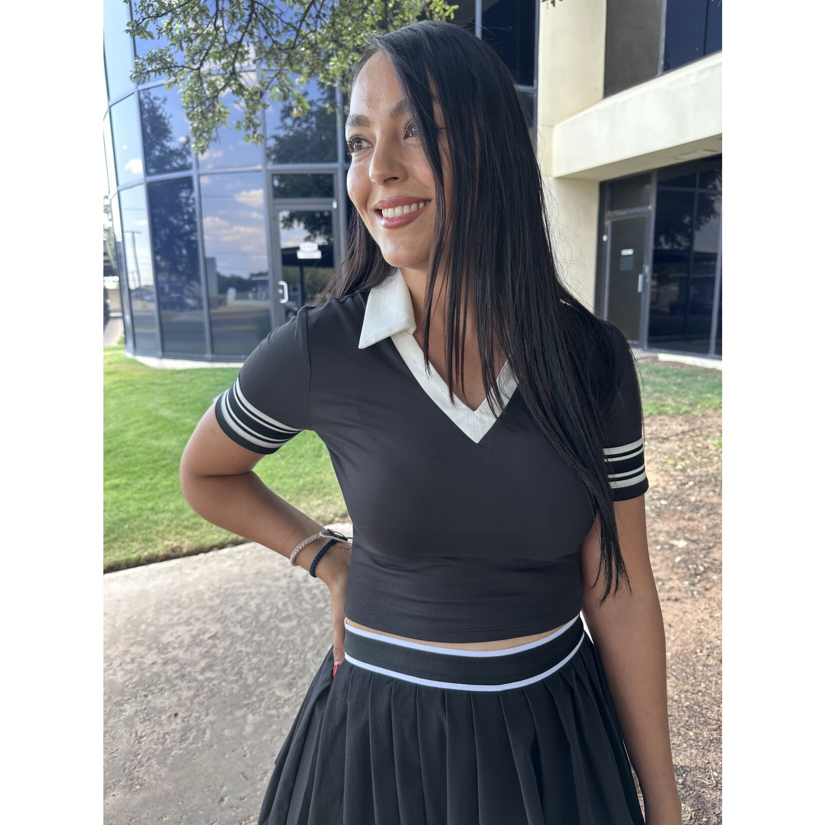 Cropped Collar Athletic Top
