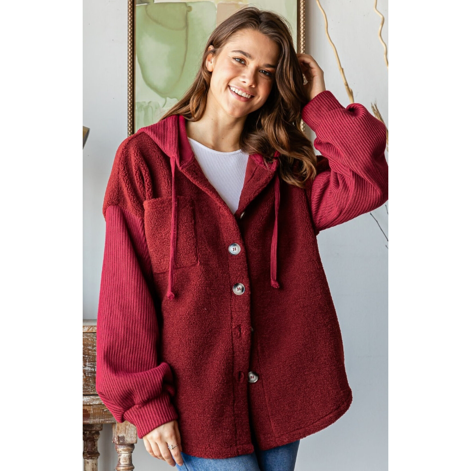 Faux Sherpa Hooded Jacket