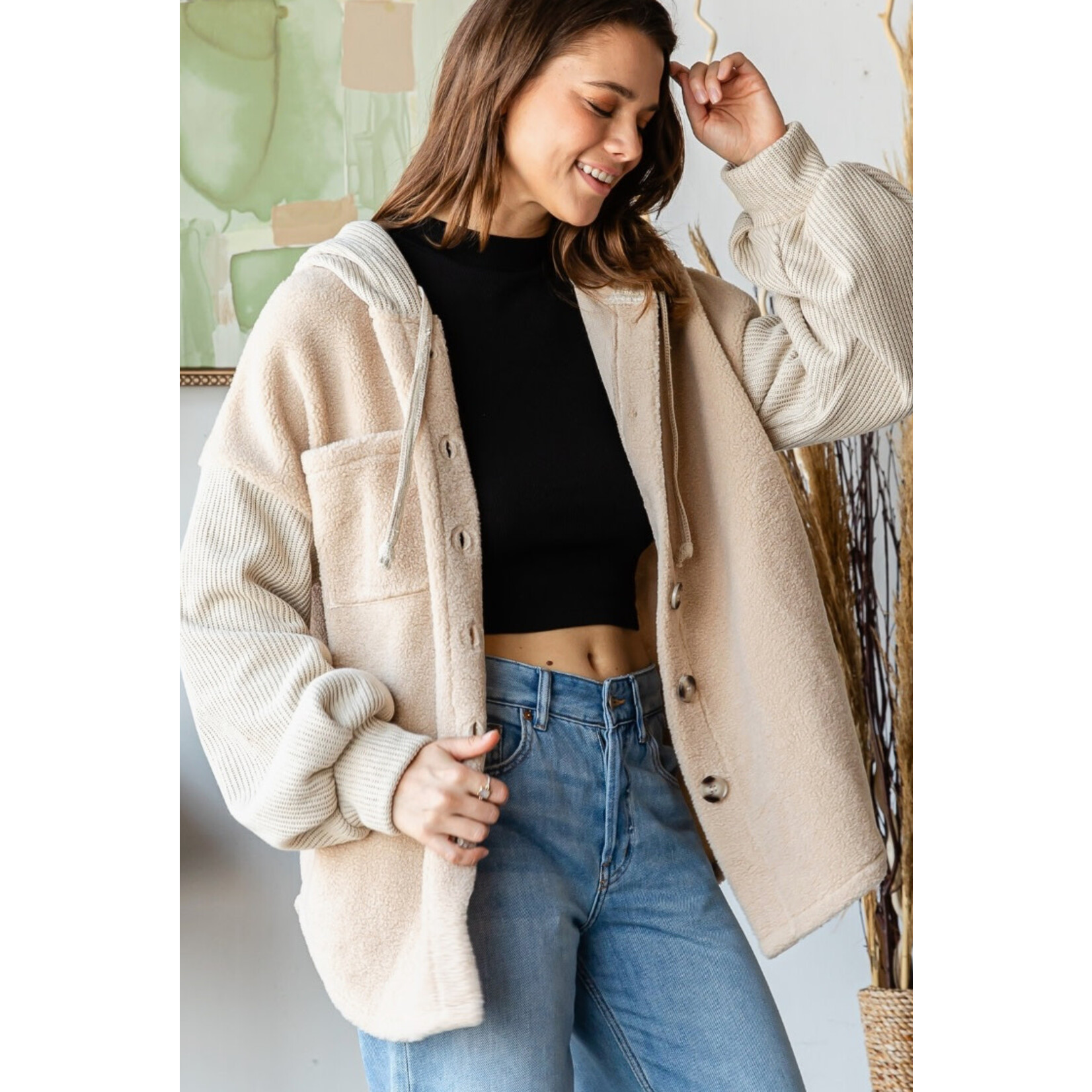 Faux Sherpa Hooded Jacket