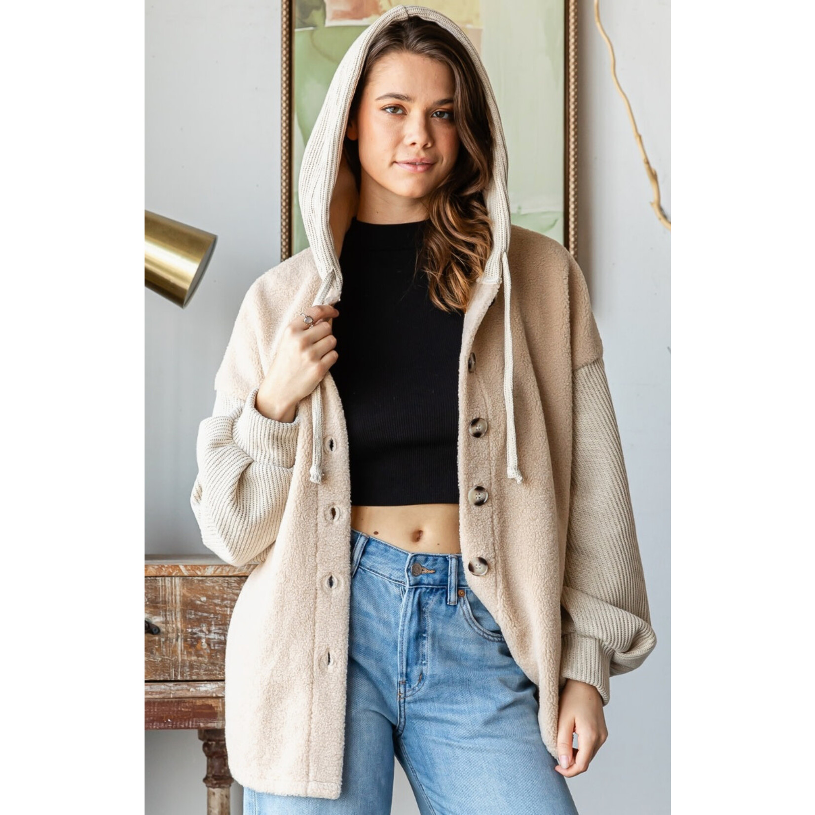 Faux Sherpa Hooded Jacket