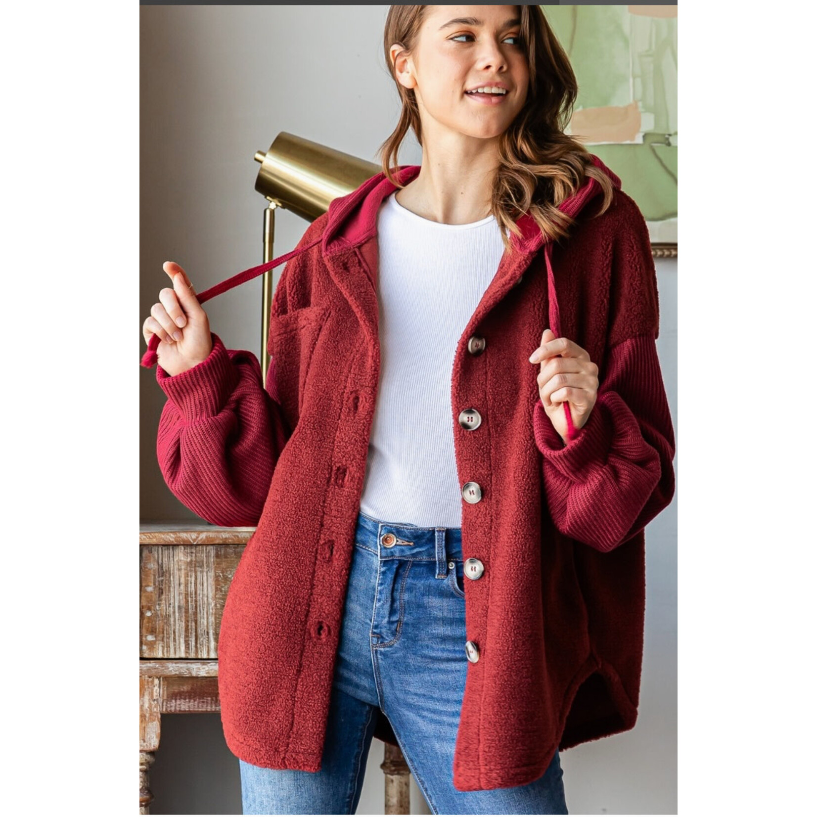 Faux Sherpa Hooded Jacket