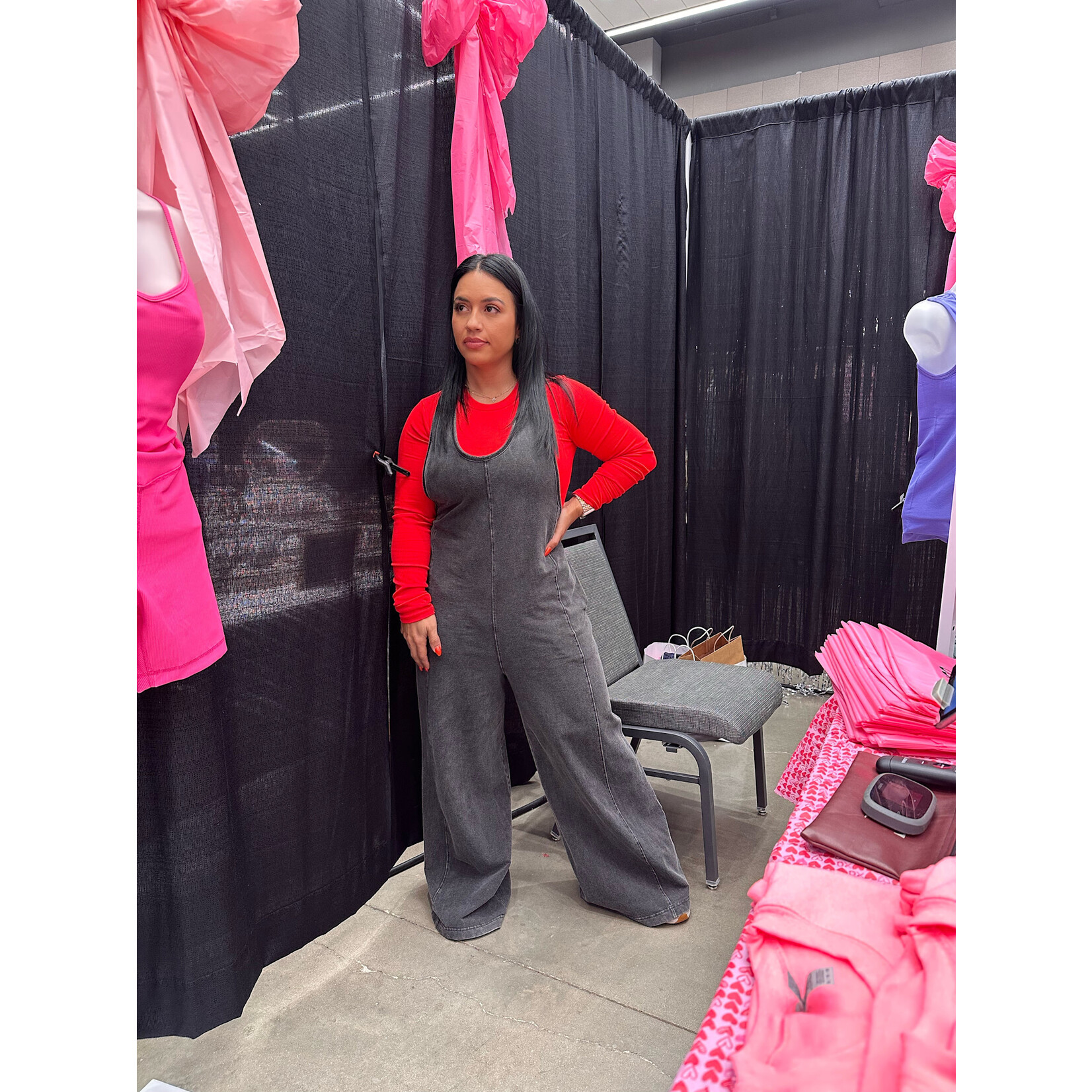 Mineral Wash Wide Leg Jumpsuit
