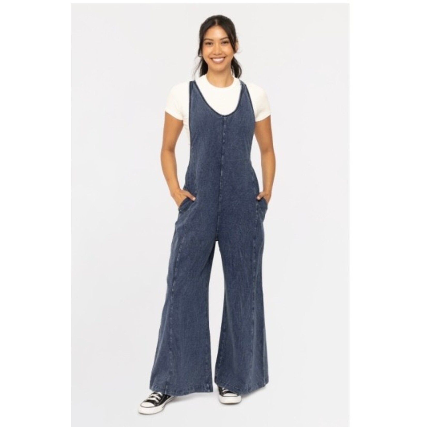 Mineral Wash Wide Leg Jumpsuit