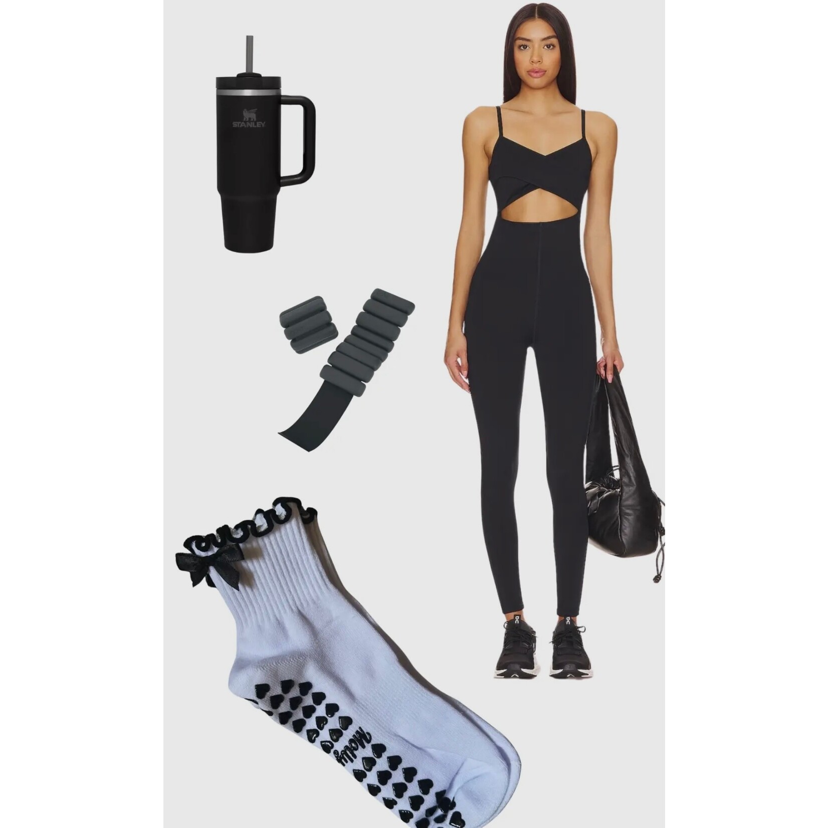 Pilates B&W Bow Socks
