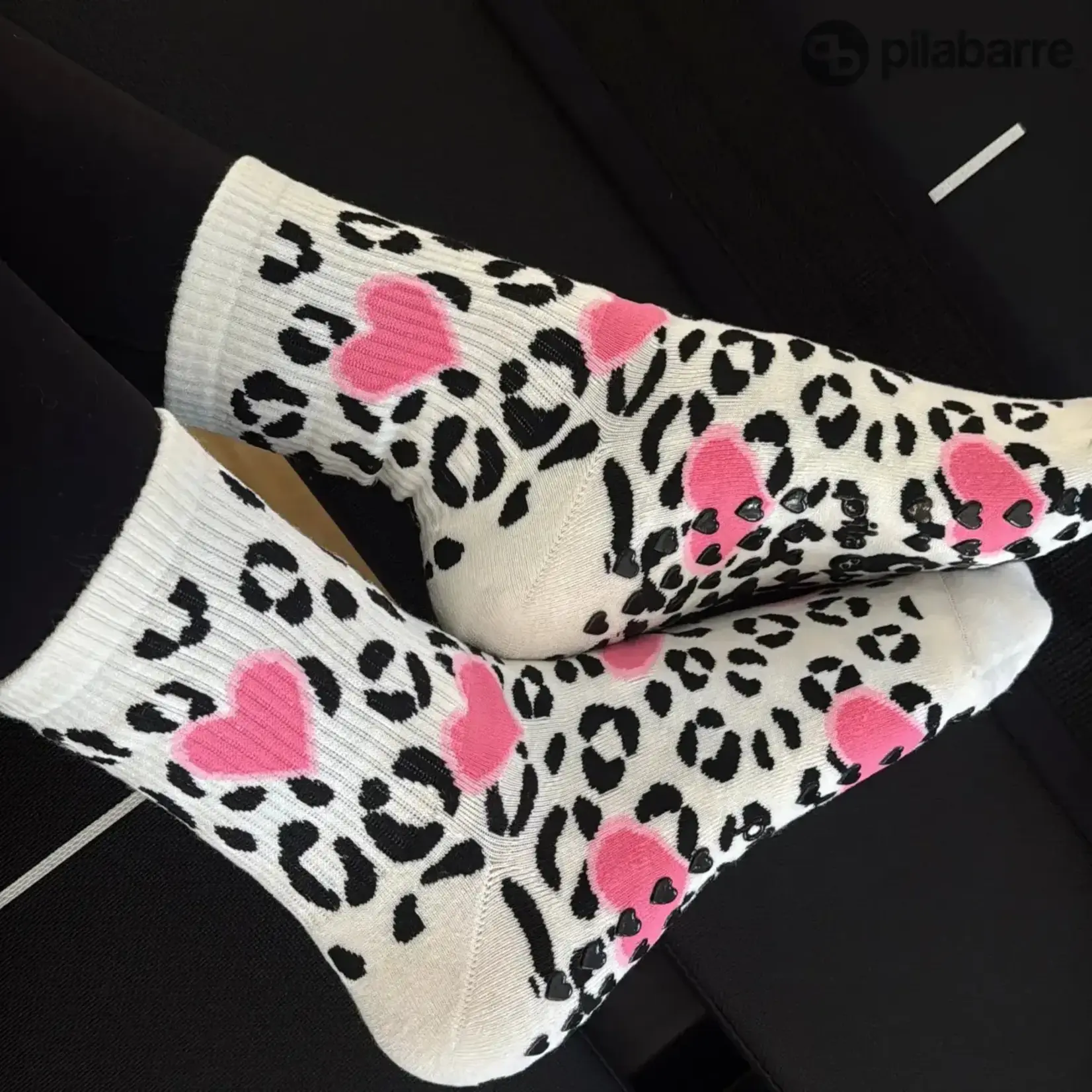 Cheetah Heart Grip Socks