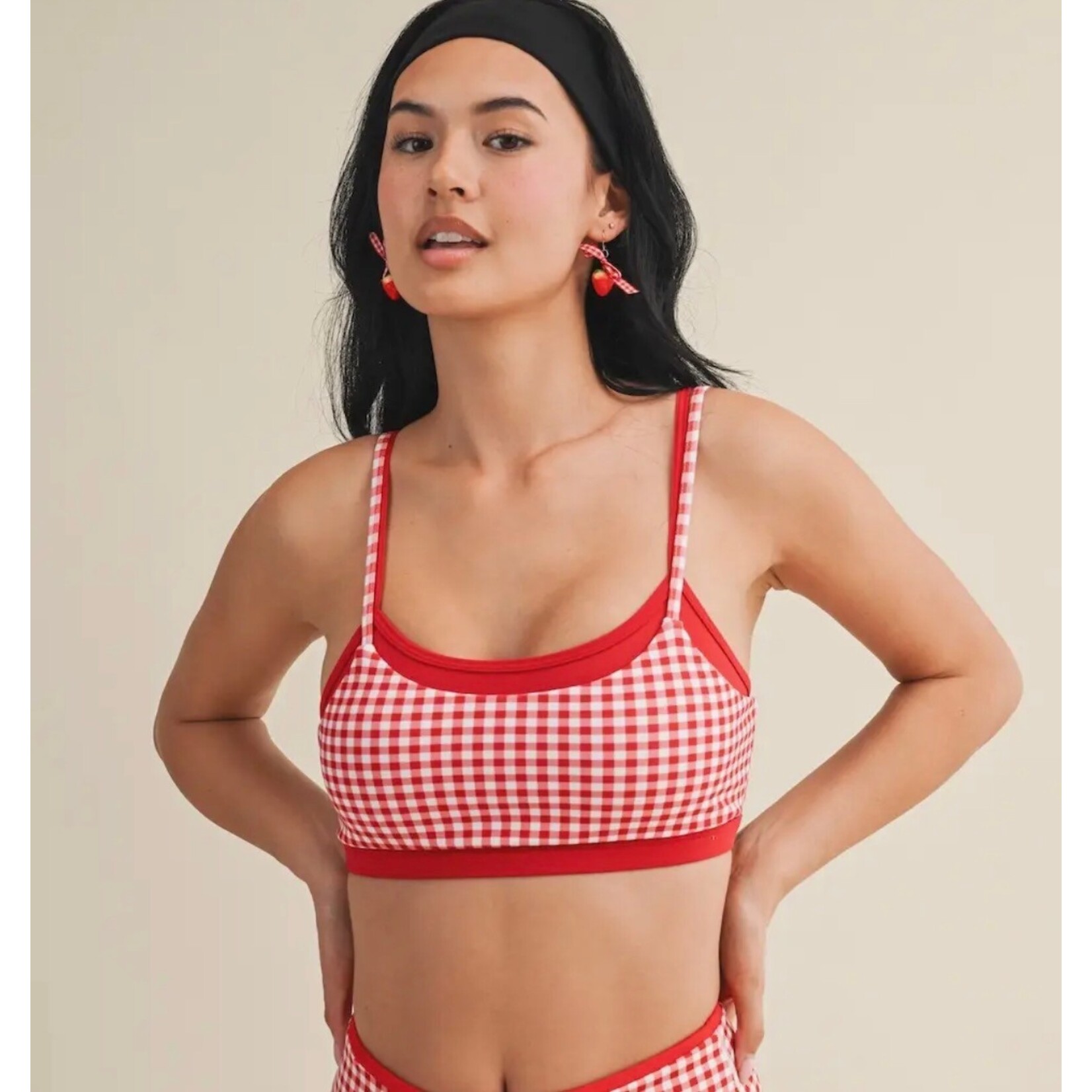 Gingham print bra