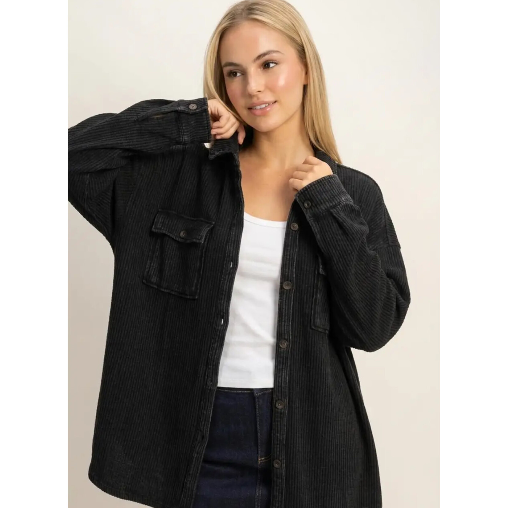 Knit button-up