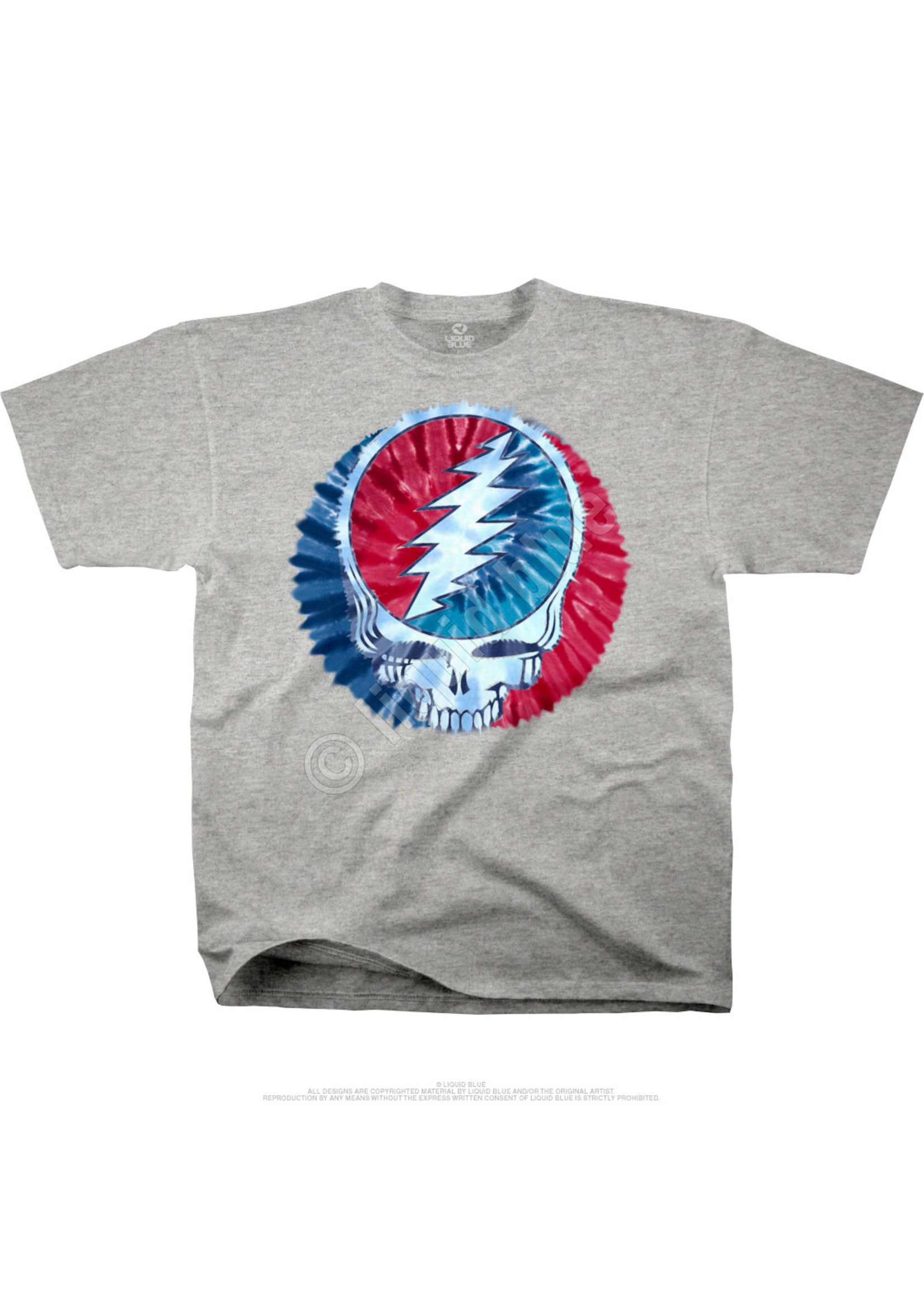 Liquid Blue Grateful Dead Steal Your Dye Heather Grey Cotton Viscose