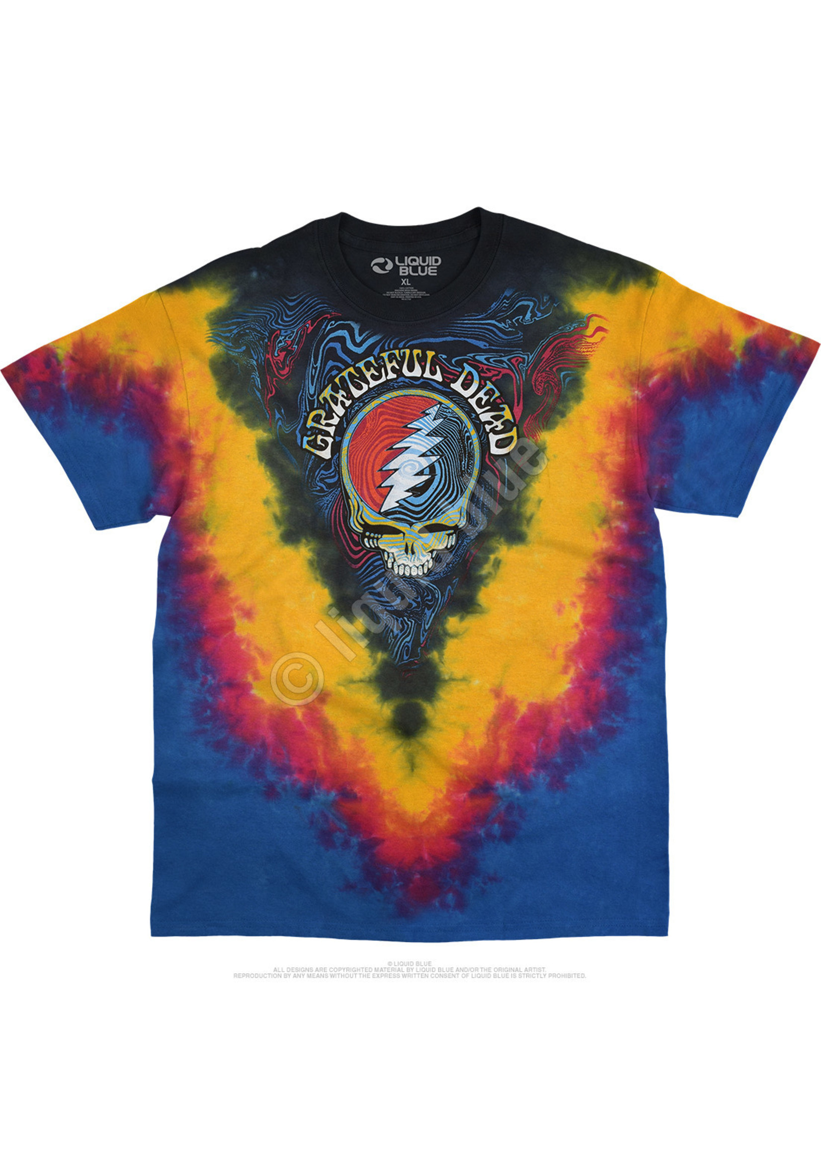 Grateful Dead Spiral Bears Youth Tie-Dye T-Shirt Tee Liquid Blue