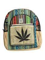 Threadheads ThreadHeads Black Leaf Colorful Stripes Hemp Backpack | 12"x15"