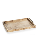 Zodax Zodax Leiden Burl Wood Rectangular Tray, Gold Handles, Medium