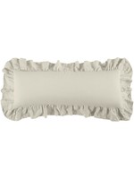 HIEND HIEND Washed Linen Ruffled Lumbar Pillow, Light Tan