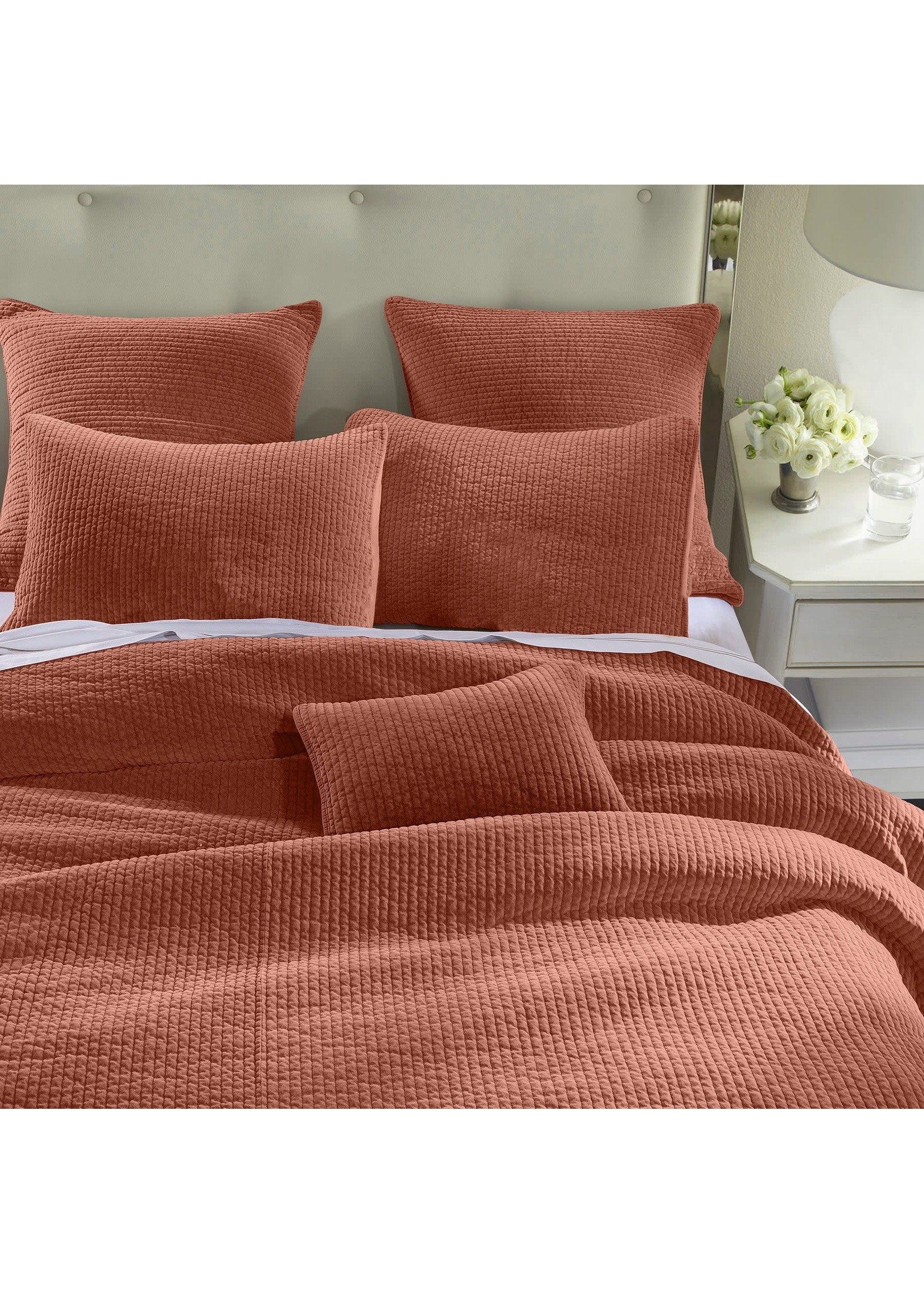 HIEND HIEND Stonewashed Cotton Velvet Quilt Queen Salmon