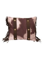 HIEND Cowhide Studded Accent Throw Pillow w/ Fringe