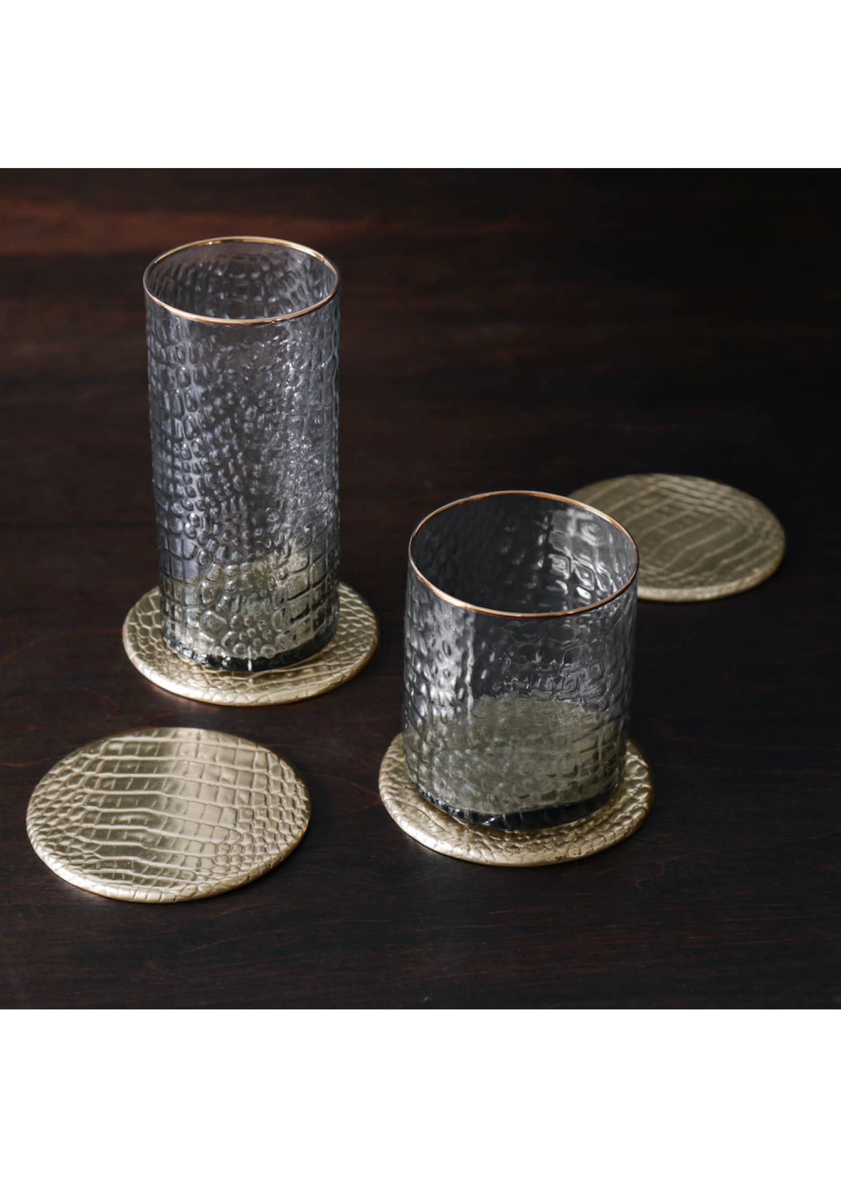 Beatriz Ball Beatriz Ball Sierra Modern Croc Coaster Set, Gold