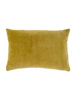 Indaba Indaba Velvet Kantha-Stitch Pillow, Gold, 16X24