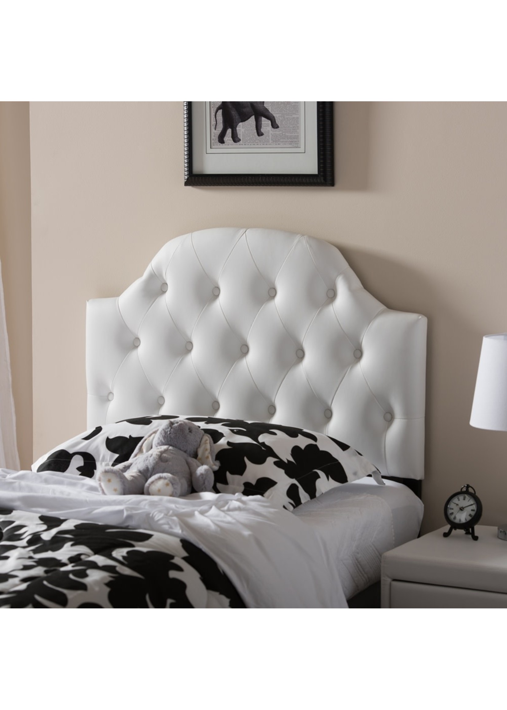 Baxton Studio Baxton Studio Morris Headboard - Twin,  White Faux Leather