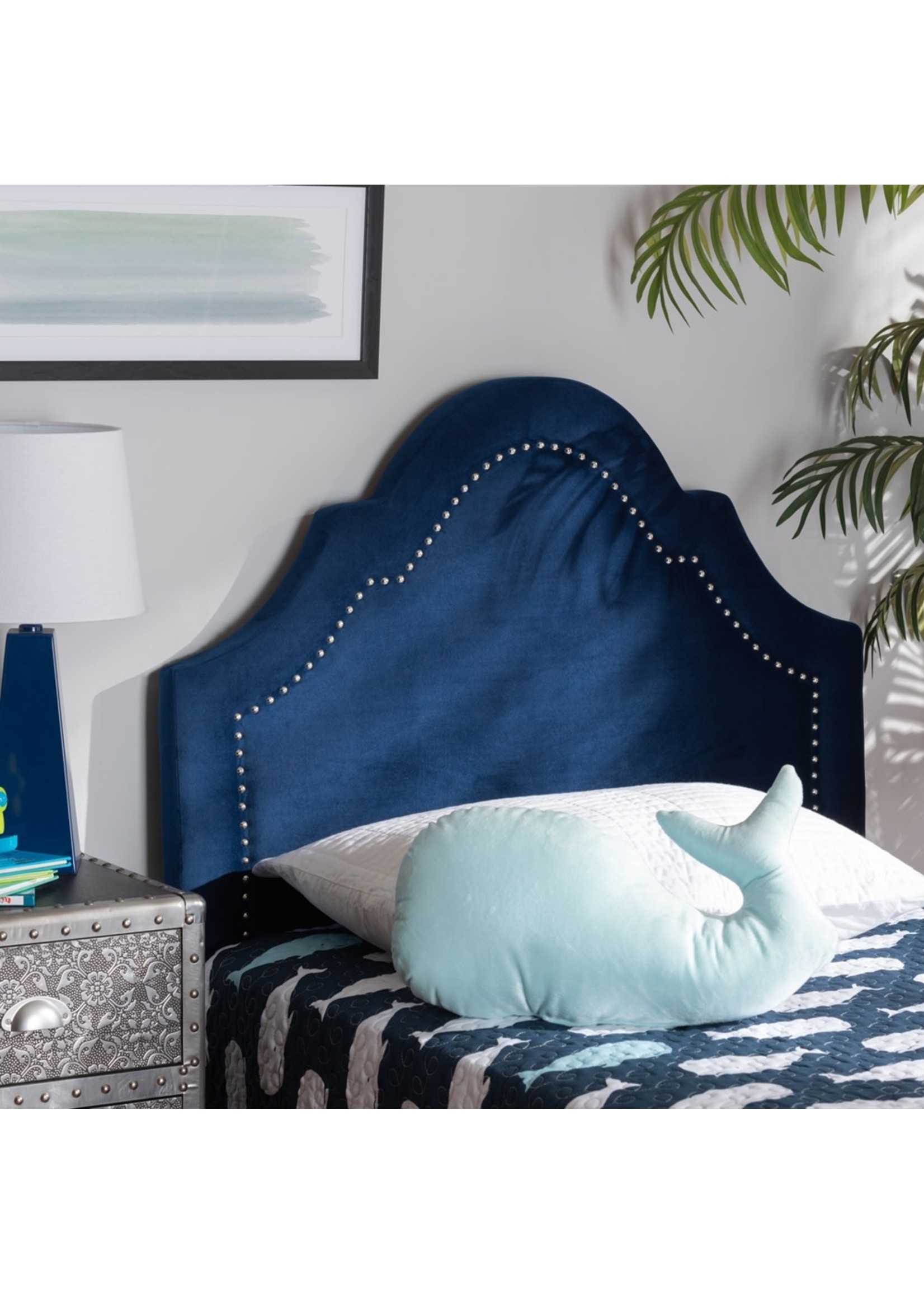 Baxton Studio Baxton Studio Rita Headboard - Twin, Navy Velvet