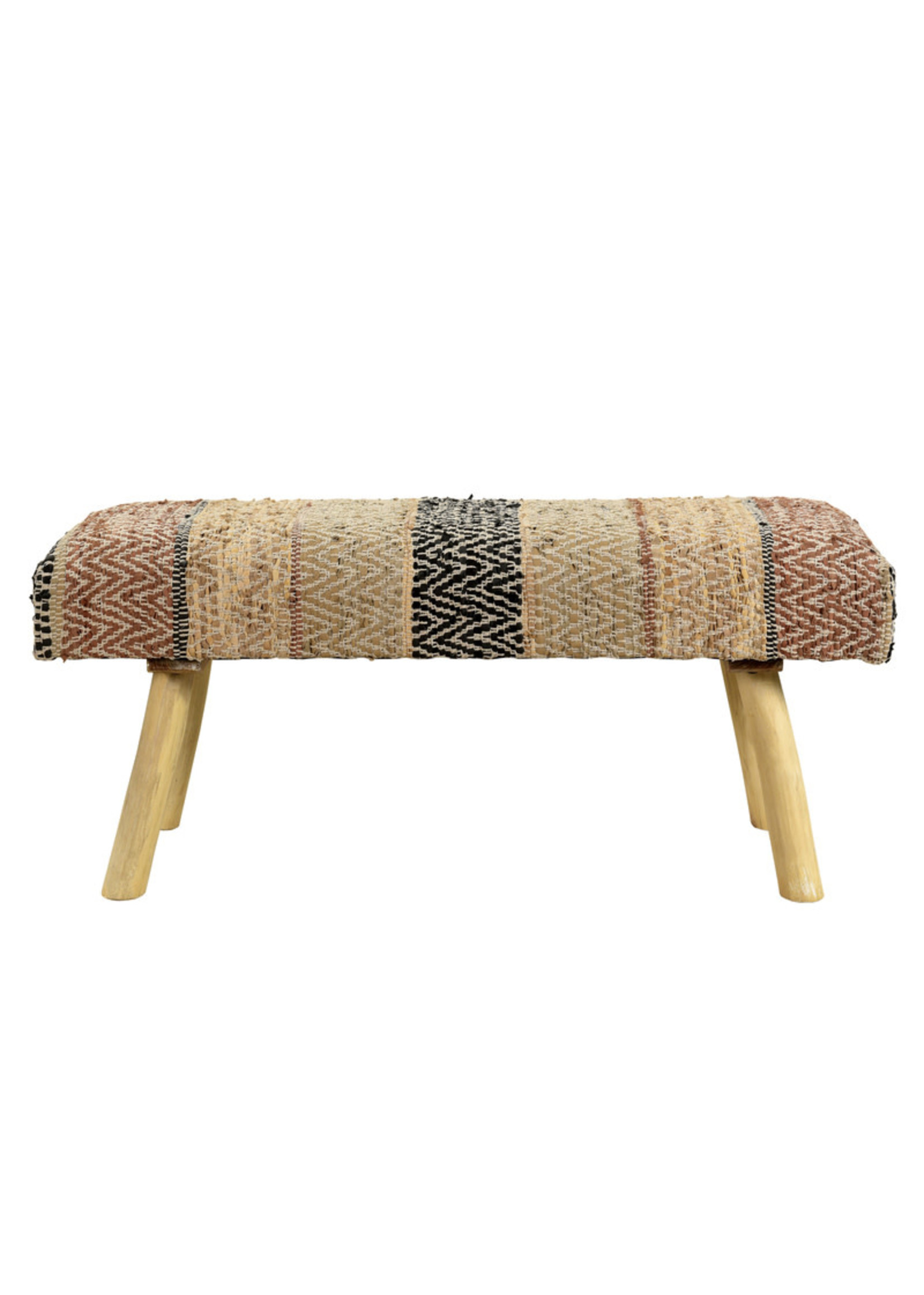 LR Home LR Home Natural Leg Bench Woven Multi Suede