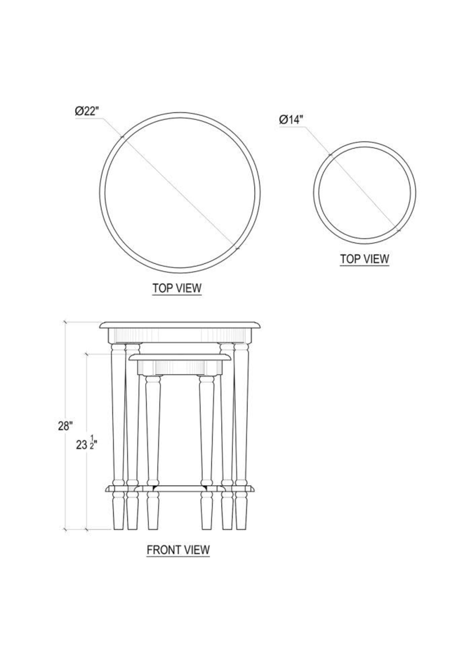 Bramble Bramble Parsons Round Nesting Table, NBL