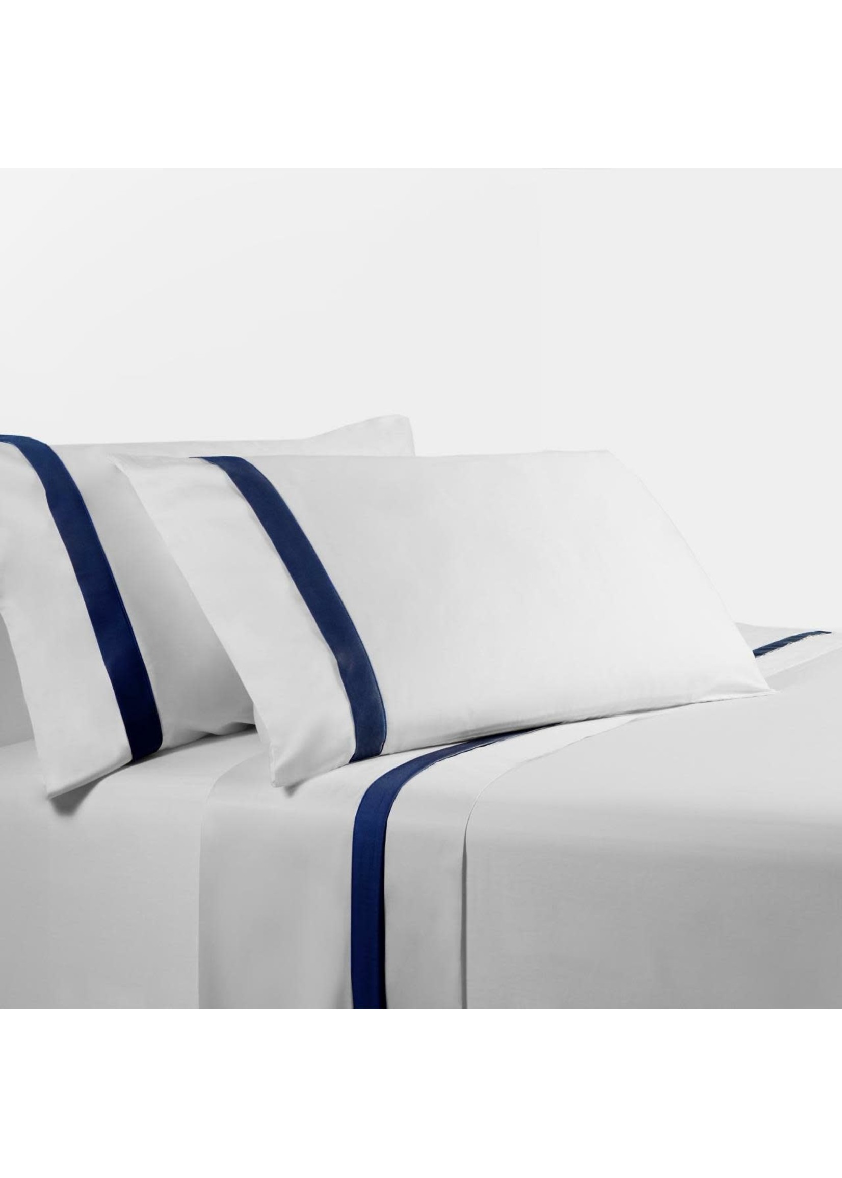 HIEND HiEND White Queen Sheet Set Navy Flange 350TC