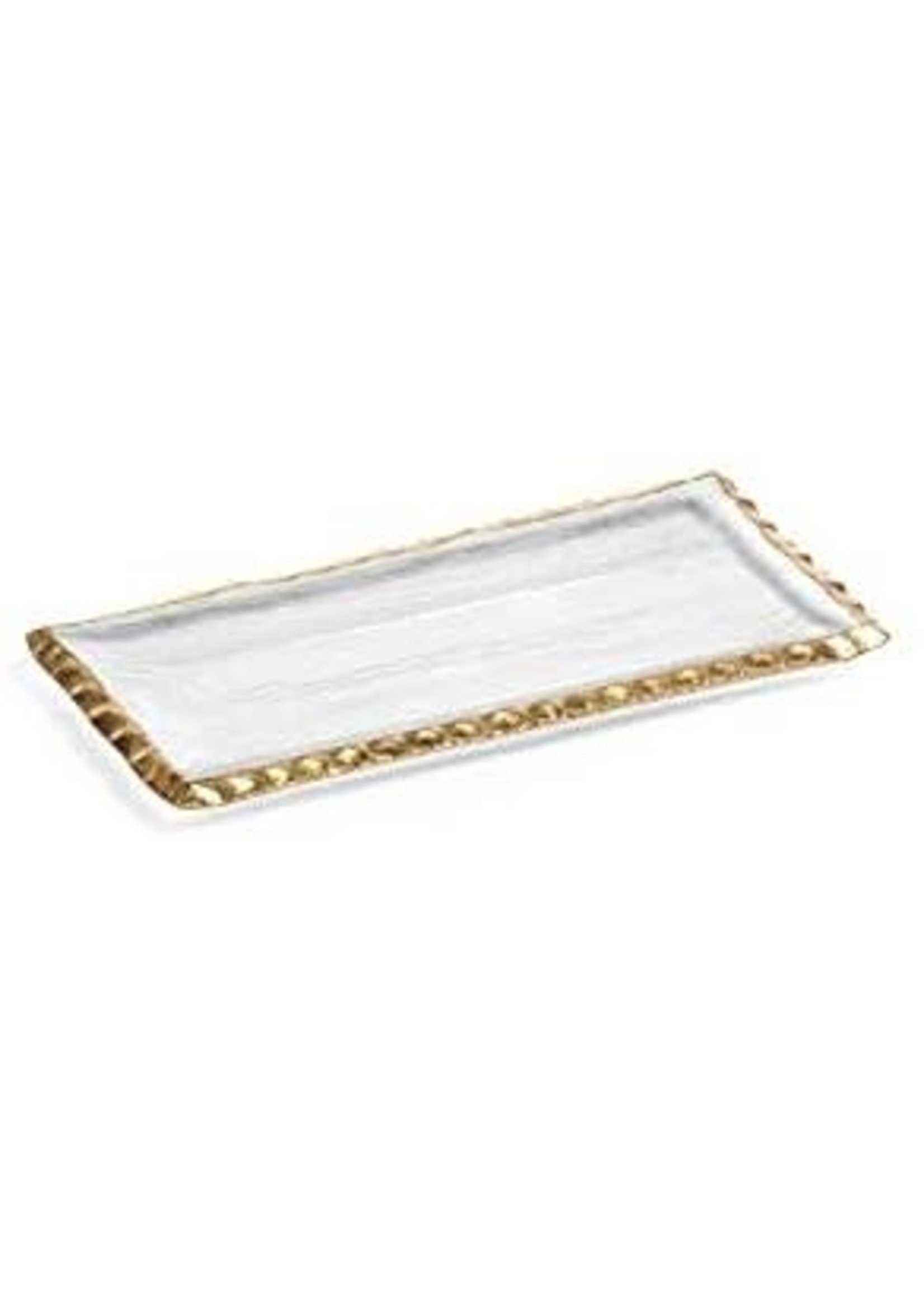 Zodax Zodax Textured Rectangular Tray with Jagged Gold Rim, 9"