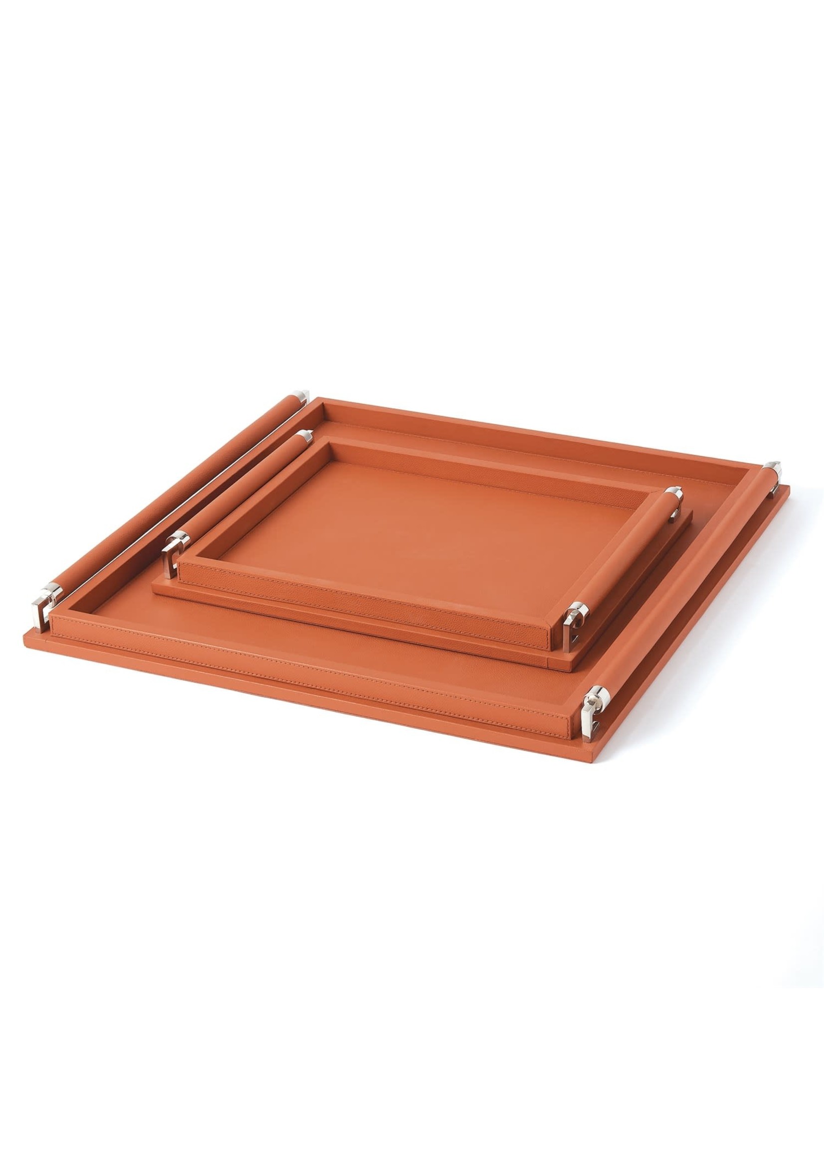 Global Views Global Views Leather Wrapped Tray Coral Large