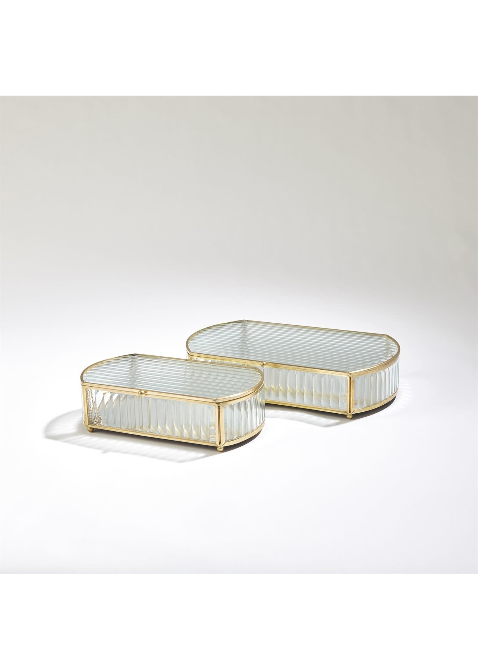 Global Views Global Views Reeded Glass Oval Box large