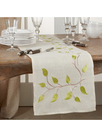 Saro Saro Embroidered Vine Runner Linen 16x72