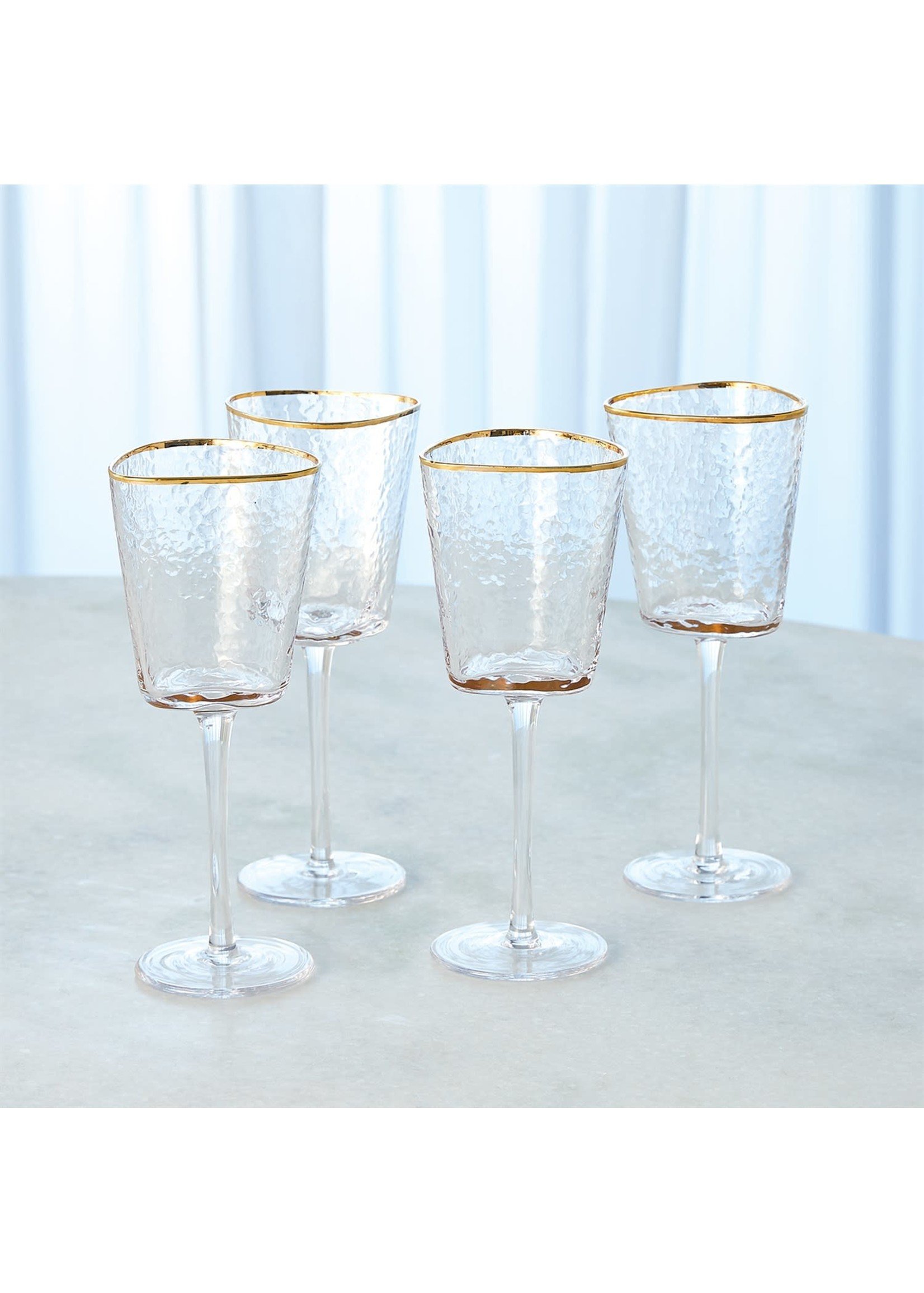 Zodax Zodax Aperitivo Hammered wine Glass with Gold Rim