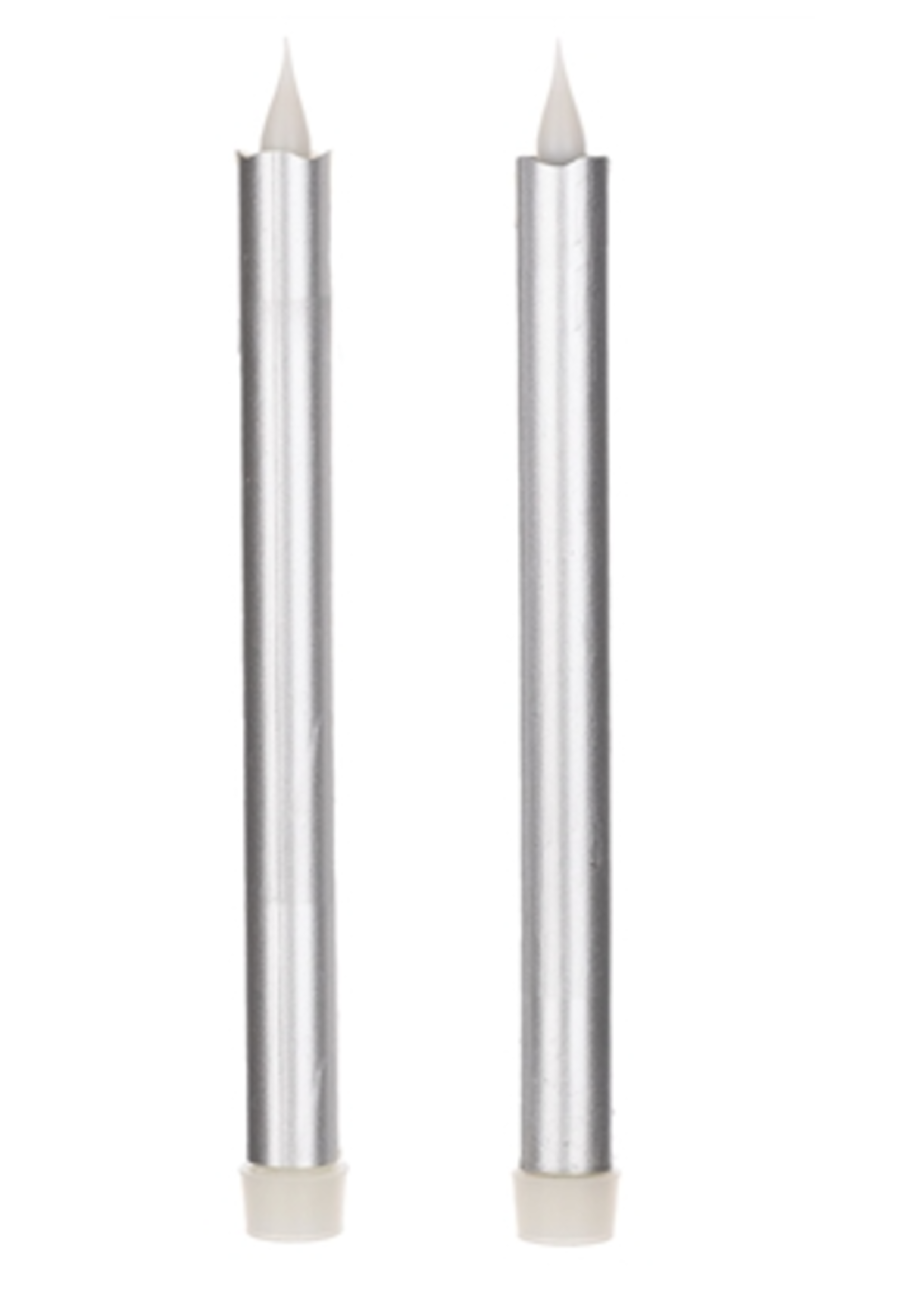 Melrose Melrose LED Silver 10" Taper Candle 6 Hour Timer