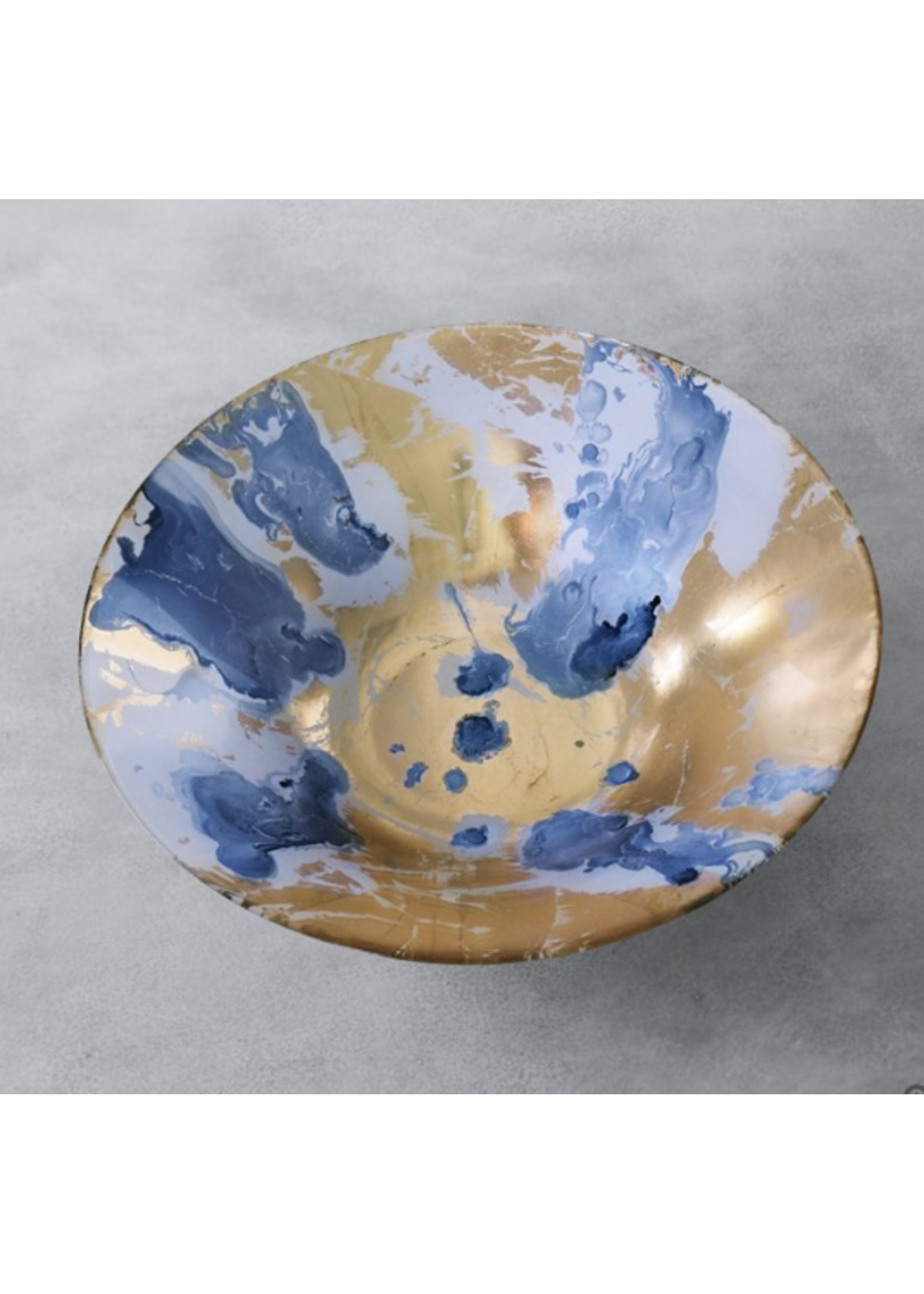 Beatriz Ball New Orleans Large Round Painted Platter Blue Gold