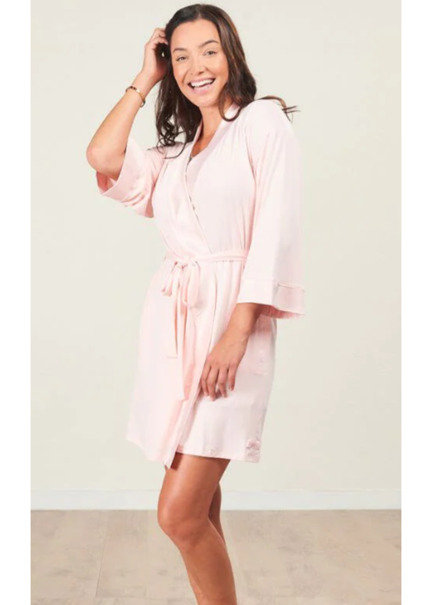 Face Plant Dreams FPD Bamboo Kimono Robe Blush Pink Small-Medium