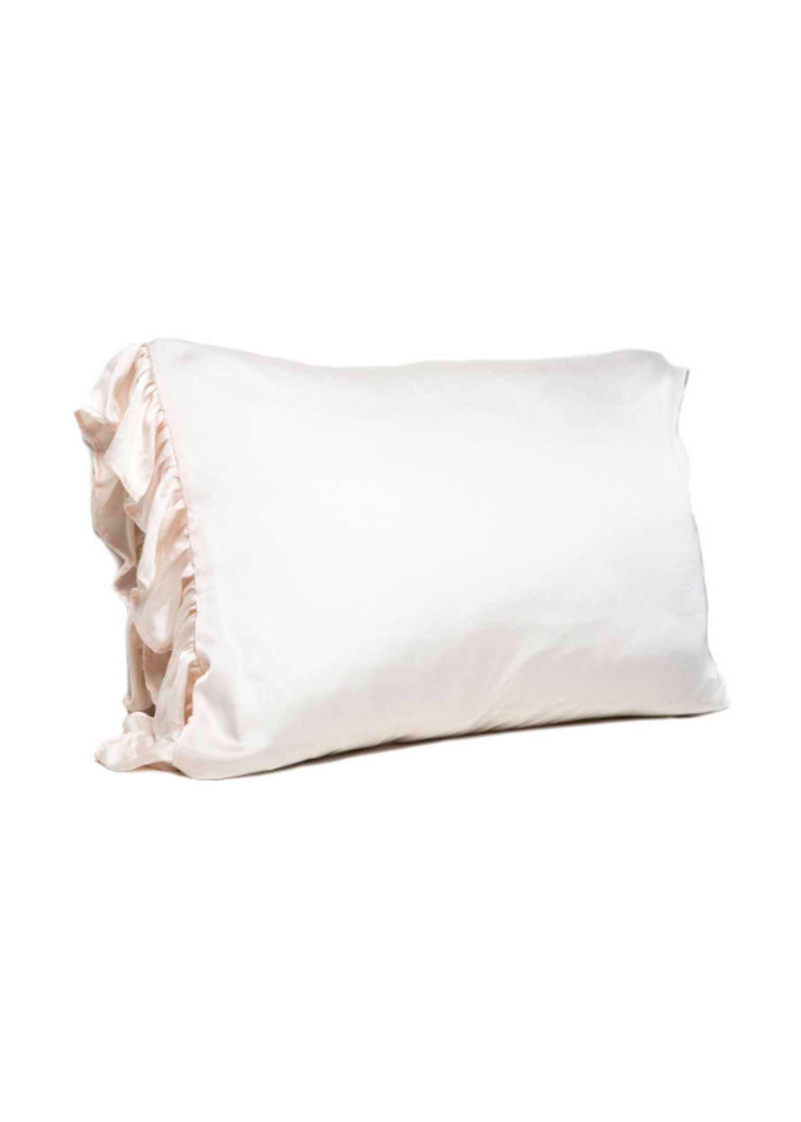 Creative Brands Bella Il Fiore Goodnight Gorgeous Ruffled Silky Pillowcase Ivory Standard