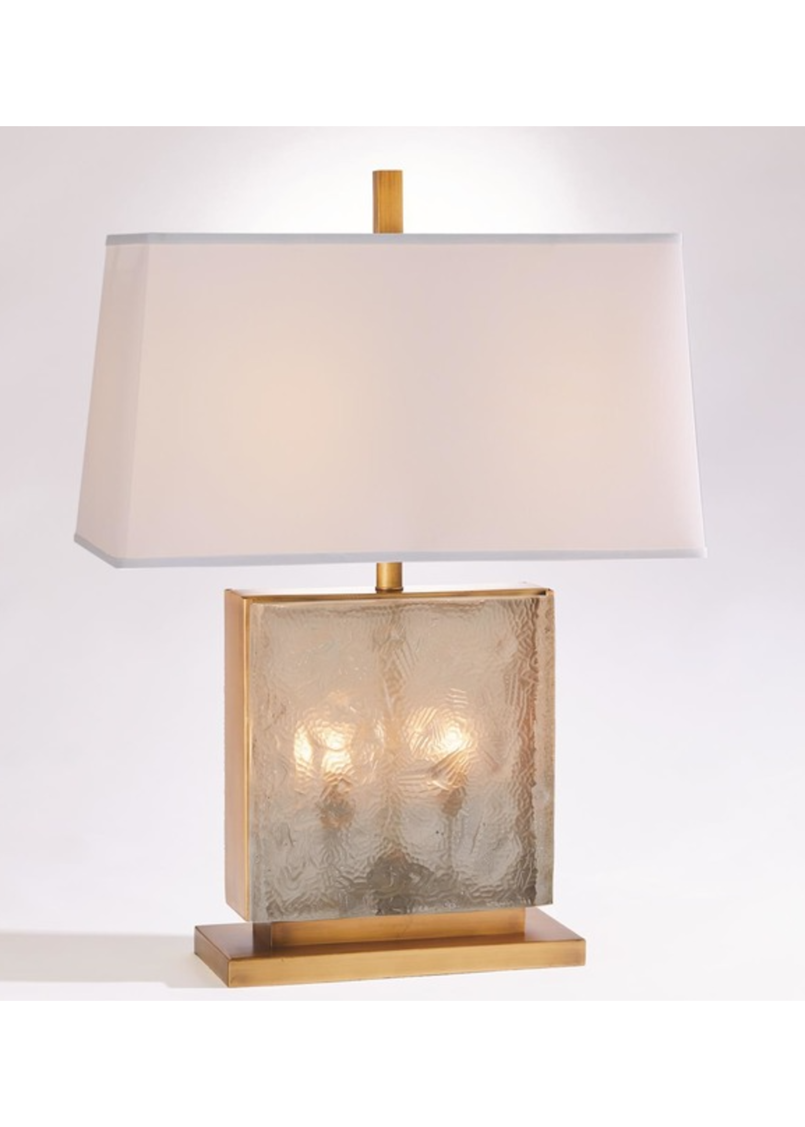 Global Views Cube Slab Table Lamp Antique Brass