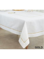 Saro Saro Gold Embroidered Border Tablecloth 70x70 Sq