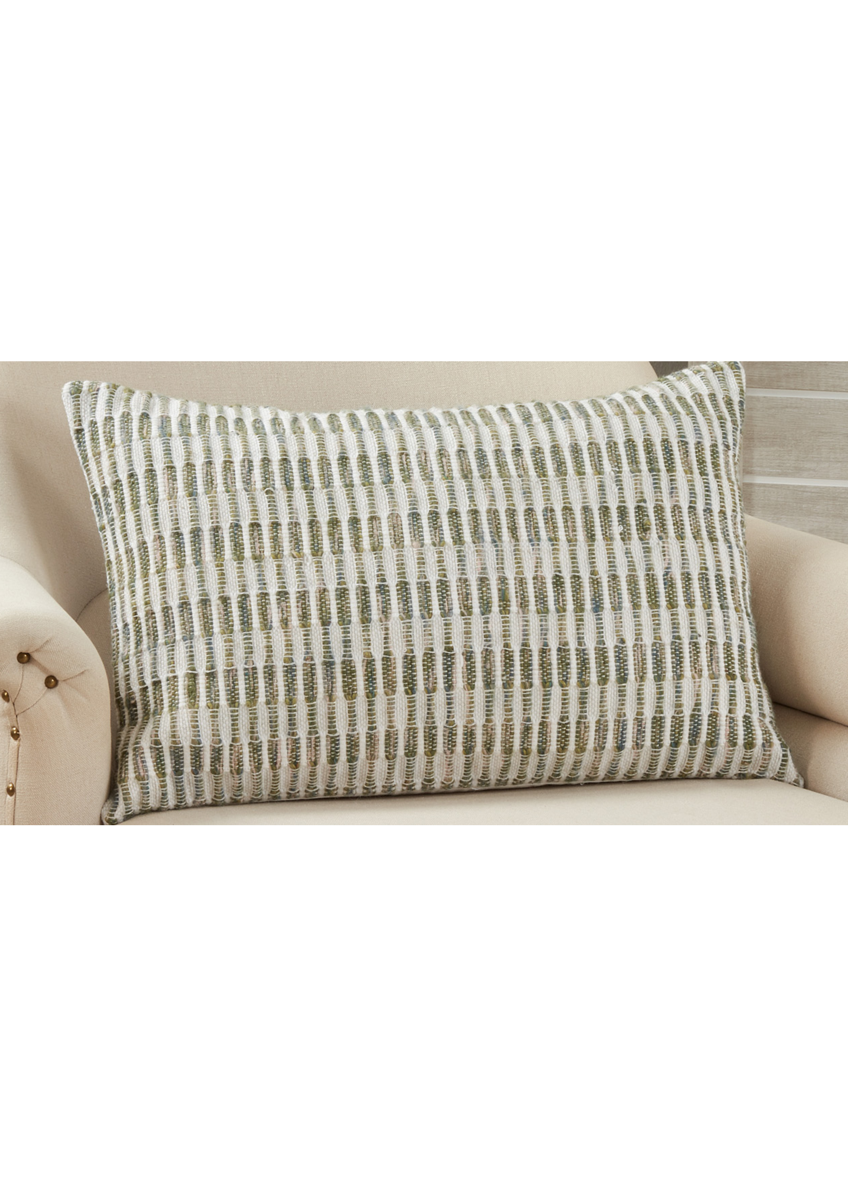 Saro Saro Woven Green Line Pillow Down Filled 16x24