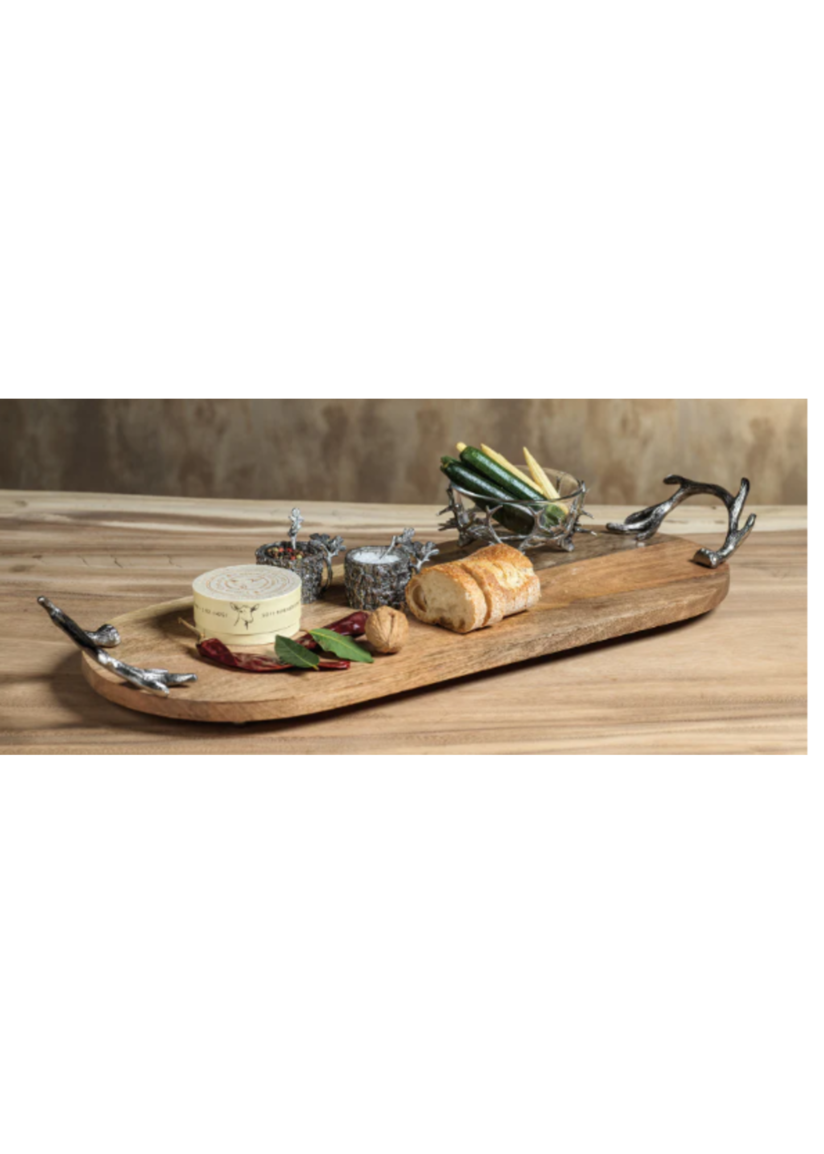 Zodax Zodax Wooden Oval Tray with Antler Handles