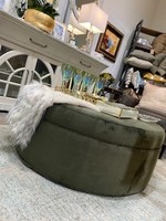 Vanguard Vanguard Green Pine Velvet Round Ottoman 45