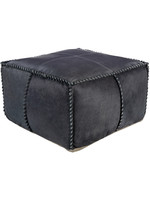 Surya Surya Ranger II Leather and Hide Stool, Navy Blue