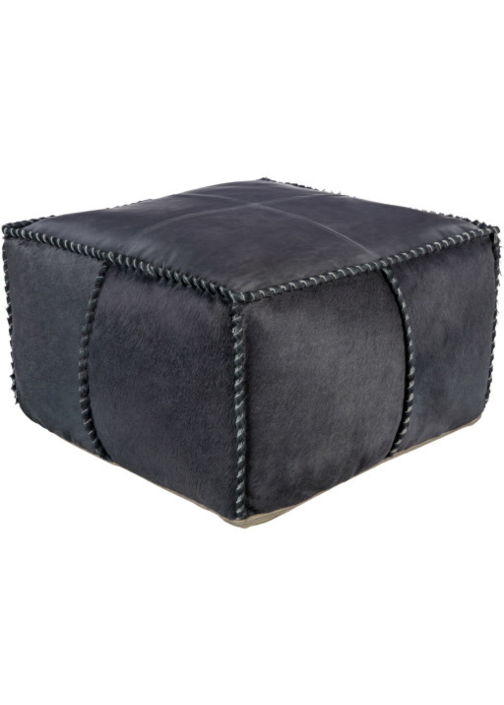 Surya Surya Ranger II Leather and Hide Stool, Navy Blue