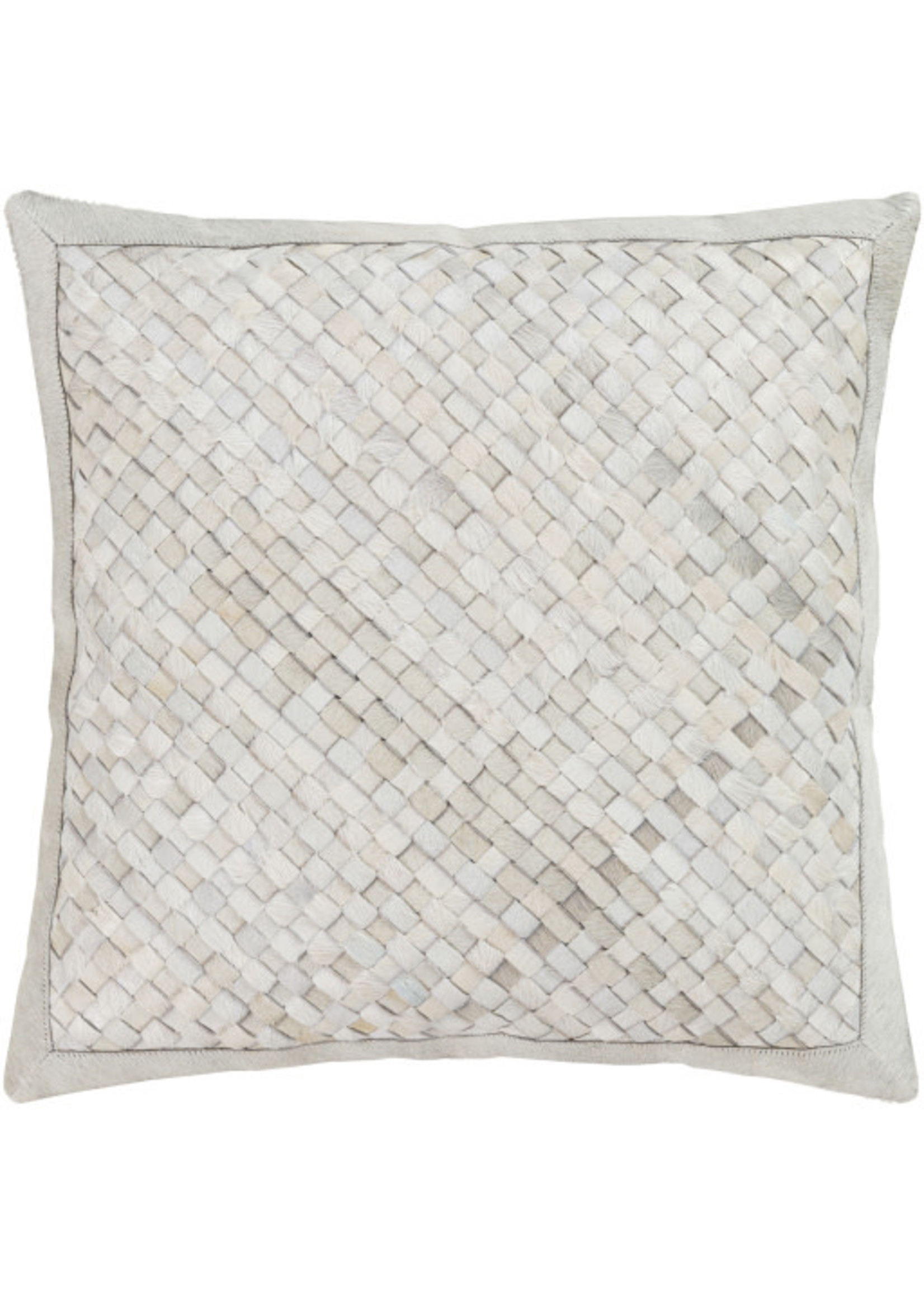 Surya Surya Woven Cowhide Throw Pillow, 20x20, White