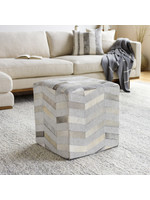 Surya Surya Medora Stool, Gray, Hide and Fabric