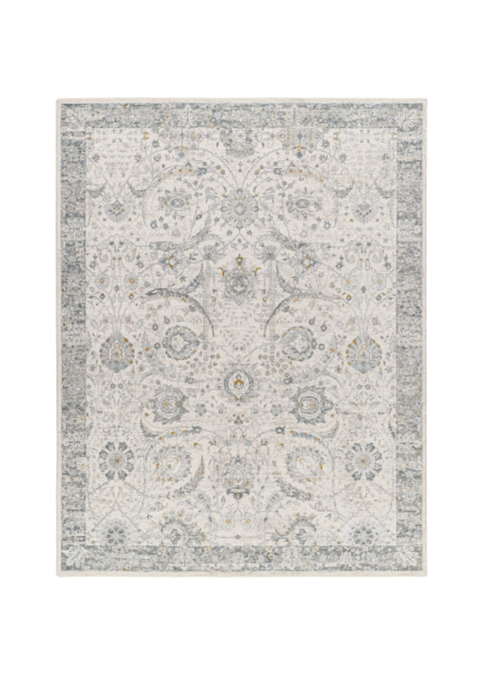 Surya Surya Dresden Polyester Rug, White, Gray, Denim, Mustard, 5x7'5"