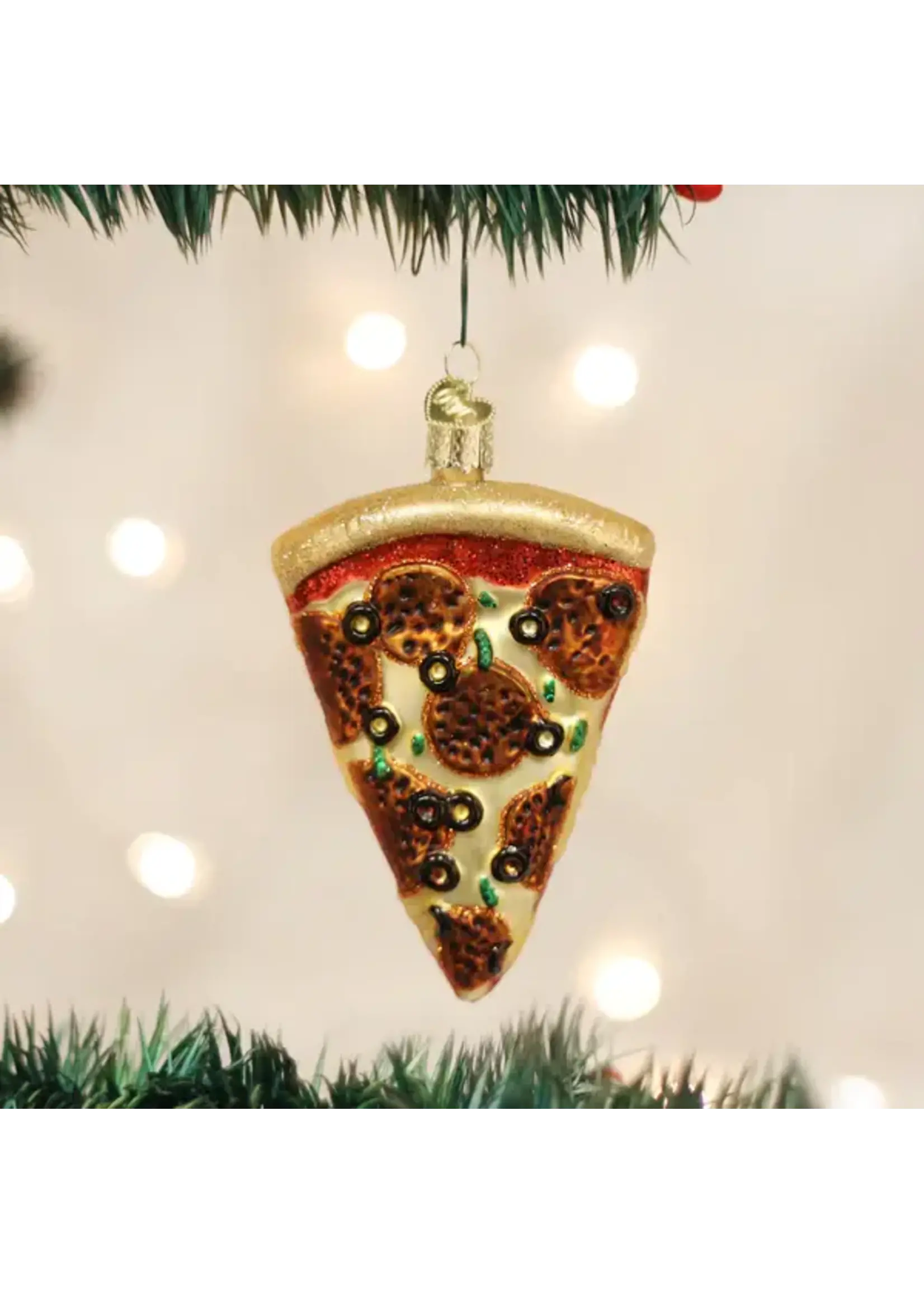 Old World Christmas Old World Pizza Slice Glass Ornament